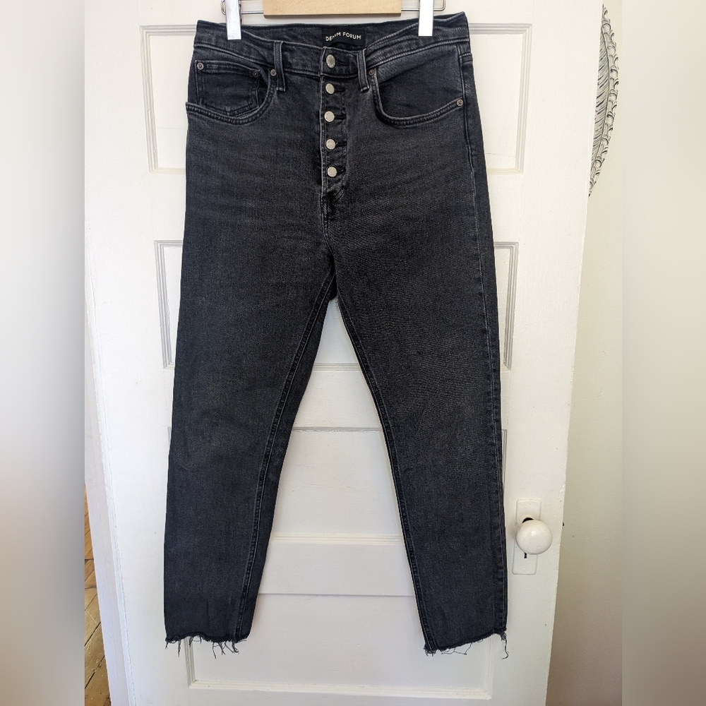Denim Forum High Rise Black Button-Fly Jeans